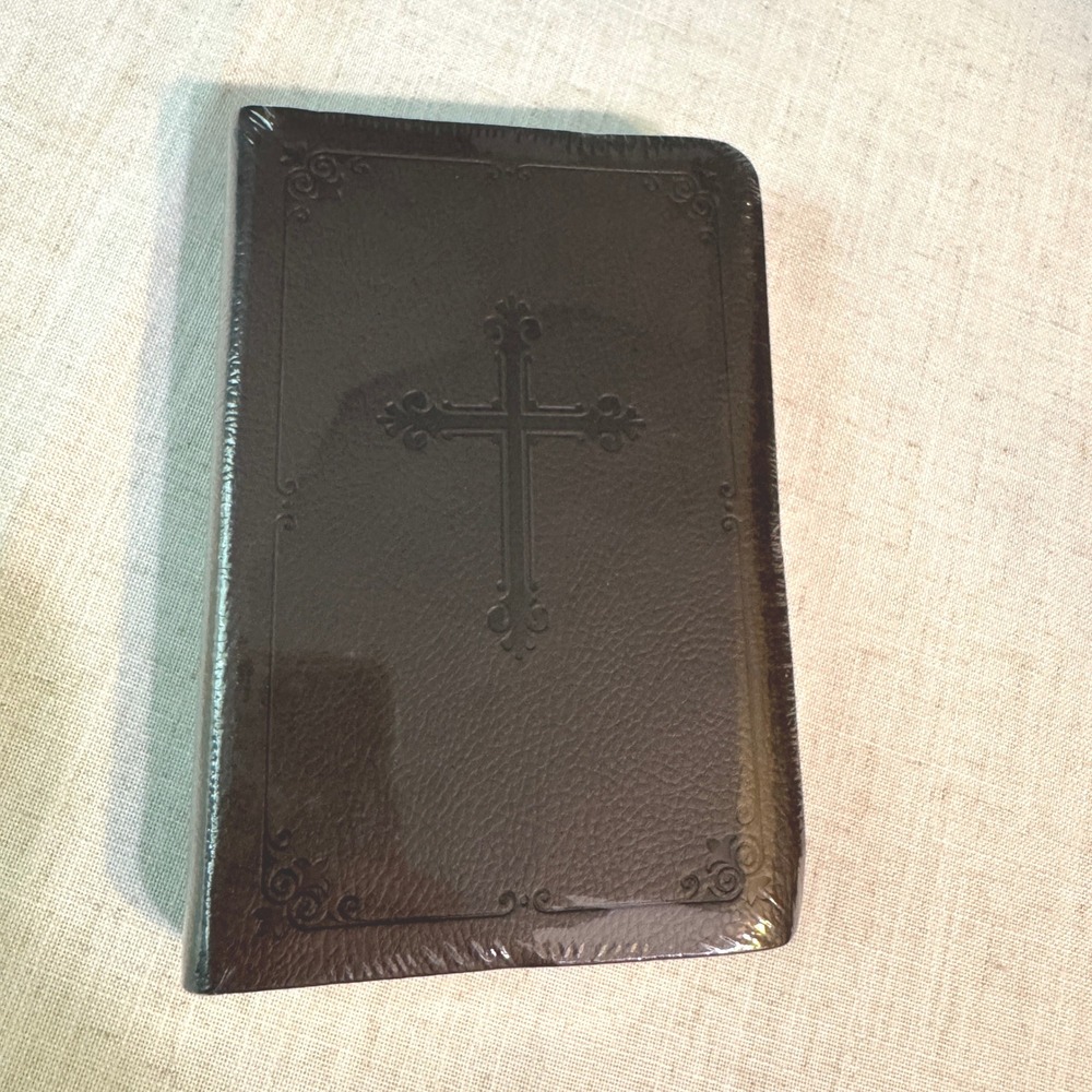 Zondervan NIV Compact Bible Brown Italian Duo-Tone Cross Pocket Scripture NEW